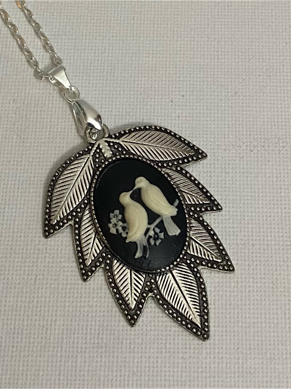 White doves pendant necklace